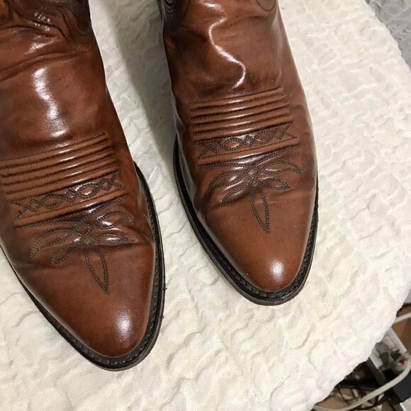 Dan Post Vtg Leather Cowboy Boots Size 8.5 - Picture 6 of 10